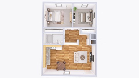 Floor plan for 2 beds, 1 bath, 725 sqft
